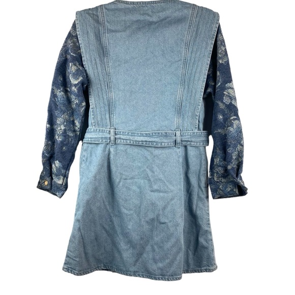 Zara Mixed Media Button Up Mini Dress Denim Jacquard Long Jacket NWT - Picture 7 of 9